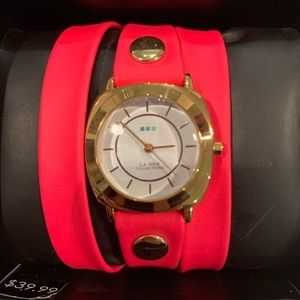 La Mer Odyssey Neon Pink Wrap Watch NWT in box